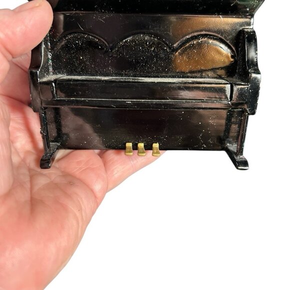 Classic Black Piano Christmas Ornament Upright Key Cover Opens Closes Holiday - Picture 4 of 10